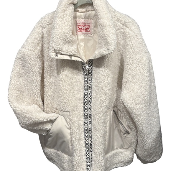 Levi's Jackets & Blazers - Levi's Cream Teddy Jacket with Patterned Trim